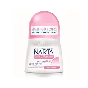 Déodorant à bille pour femme, dermo-protection, Anti-transpirant, Sans alcool, 48H, Bio-Efficacité, Narta, 50ml