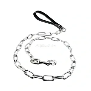 Laisse en métal avec poignée en cuir pour chien, 133cm